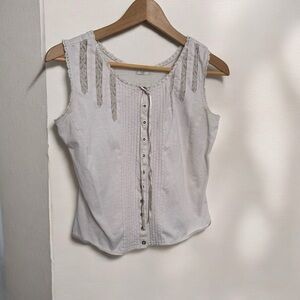 Vintage coastal cowgirl White Sleeveless Button-Up Top M prairie